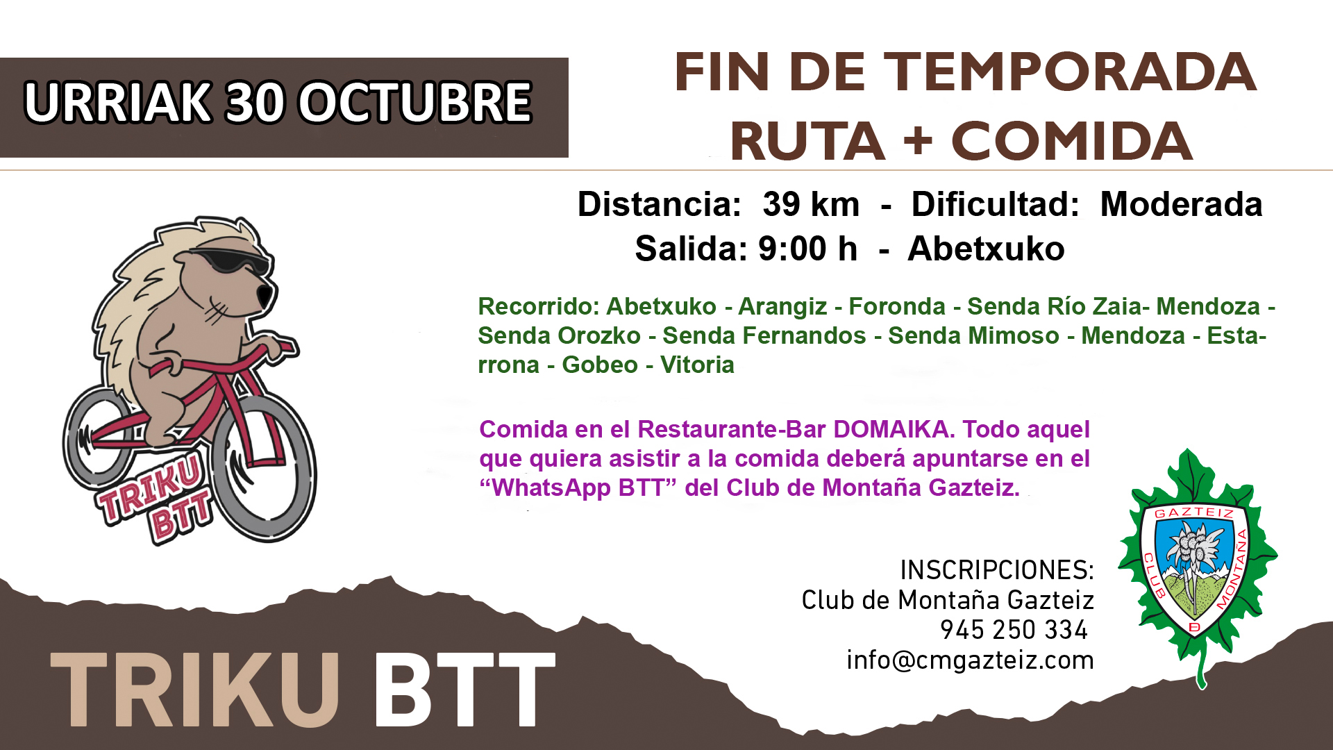 Foto FIN DE TEMPORADA   RUTA Y COMIDA